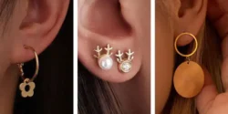 مدل گوشواره طلا ظریف و ساده با طرح های آویز و میخی