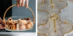 مدل اردو خوری شیشه ای با طرح های ساده و طلایی