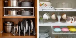 روش چیدمان داخل کابینت برای نظم دهی به ظروف و قابلمه