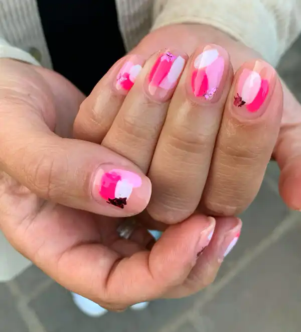 طرح ناخن رنگ صورتی