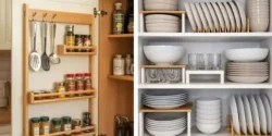 چیدمان داخل کابینت شیک با استندهای نظم دهنده