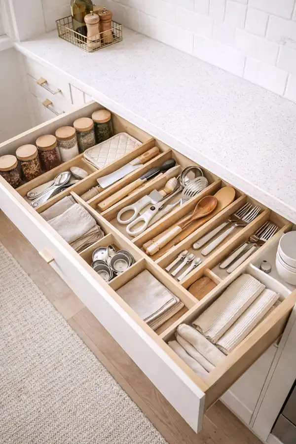 چیدمان کشو کابینت منظم