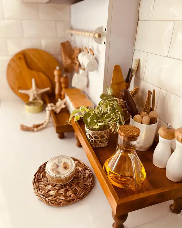 جدیدترین مدل چیدمان آشپزخانه با وسایل چوبی