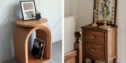 میز کوچک کنار تخت خواب با طراحی کم جا و کاربردی