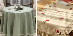 مدل رومیزی برای میز غذاخوری با پارچه ساده و طرح دار