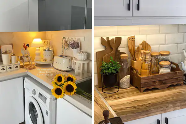 تزیین روی کابینت با وسایل ساده چیدمان روی کابینت آشپزخانه ایرانی تزیین روی کابینت و یخچال چیدمان روی کابینت با وسایل چوبی روی صفحه کابینت چی بندازم نی نی سایت خلاقیت تزیین آشپزخانه