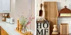 تزیین و دیزاین روی کابینت با وسایل کاربردی و دکوراتیو