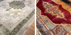 مدل فرش جدید لاکچری برای مبلمان کرم و طوسی رنگ