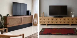 مدل میز تلویزیون چوبی شیک برای دوستداران طرح های ساده