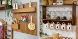 مدل شلف چوبی آشپزخانه برای نظم دهی و چیدمان ادویه جات