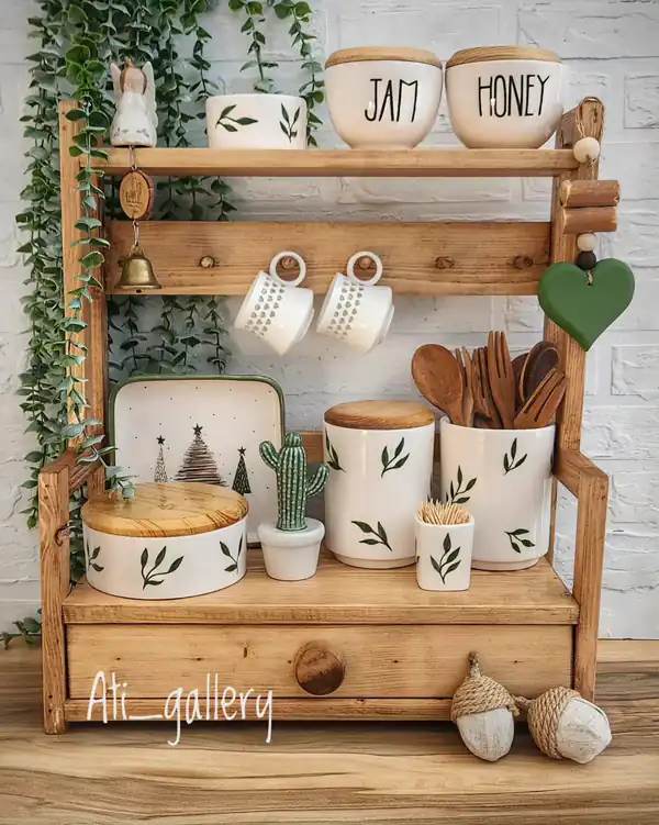 وسایل آشپزخانه چوبی برای روی کابینت