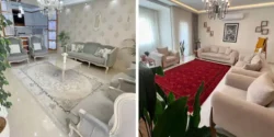 چیدمان مبل برای پذیرایی مستطیل شکل با ایده های ساده