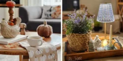 چیدمان های روی میز جلو مبلی با وسایل تزیینی و دکوری