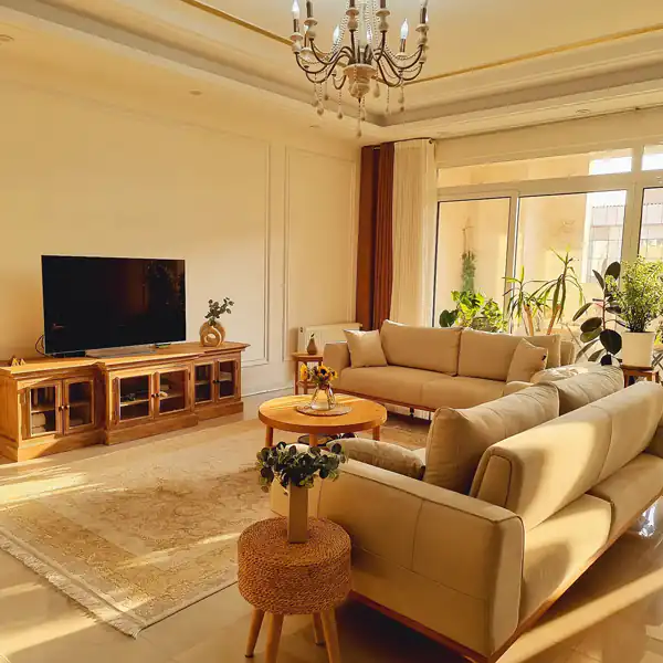 چیدمان پذیرایی بزرگ مستطیل