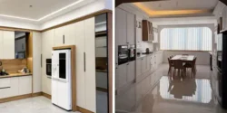 مدل آشپزخانه بدون اپن بزرگ با طراحی شیک و مدرن