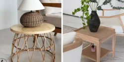 مدل میز عسلی چوبی شیک برای کنار مبلمان راحتی