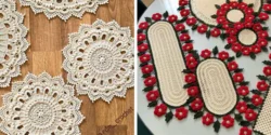 مدل رومیزی قلاب بافی ساده و شیک برای میز جلو مبلی
