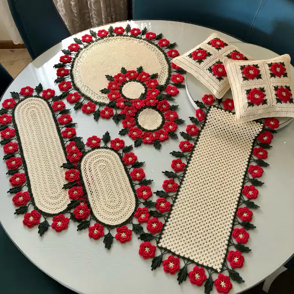 مدل رومیزی قلاب بافی